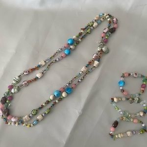 Beaded necklace and bracelets set